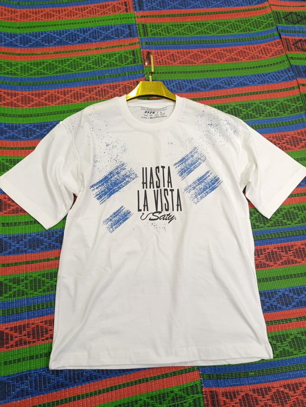 تیشرت پارچه ماکان سه نخ کپ باکسی آستین کوتاه رنگ سفید