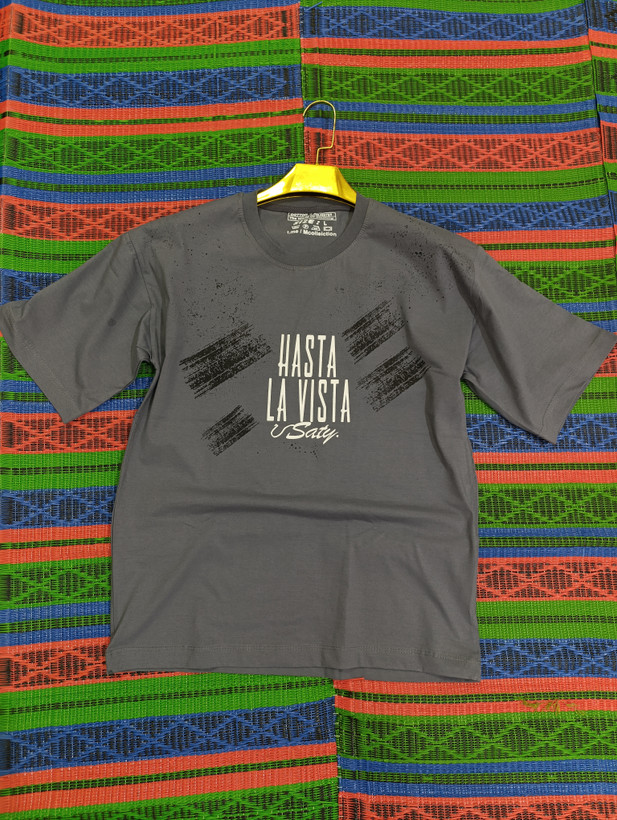 تیشرت پارچه ماکان سه نخ کپ باکسی آستین کوتاه رنگ طوسی